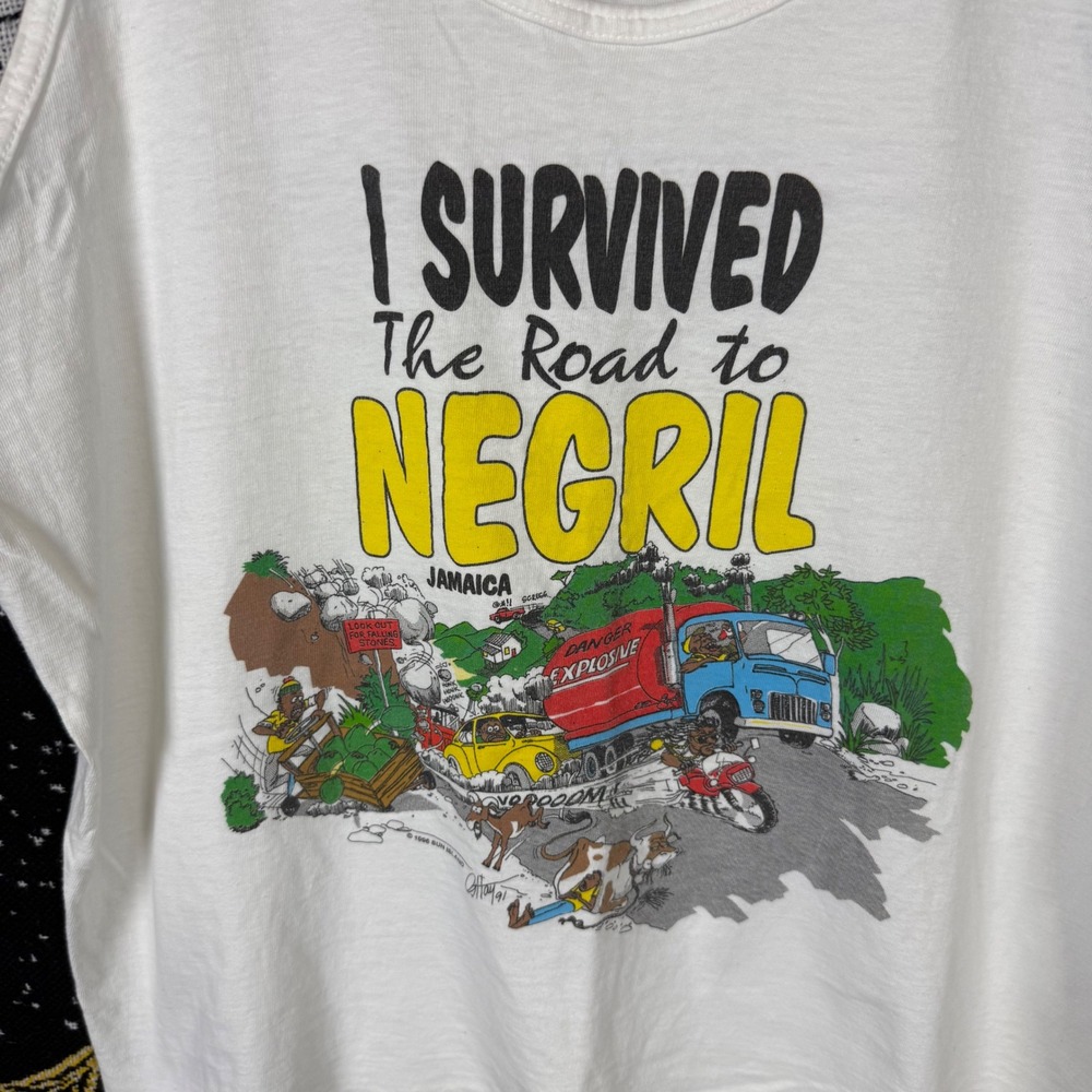 Vintage 1996 Sun Island I Survived The Road to Negril Jamaica Tank Top Large